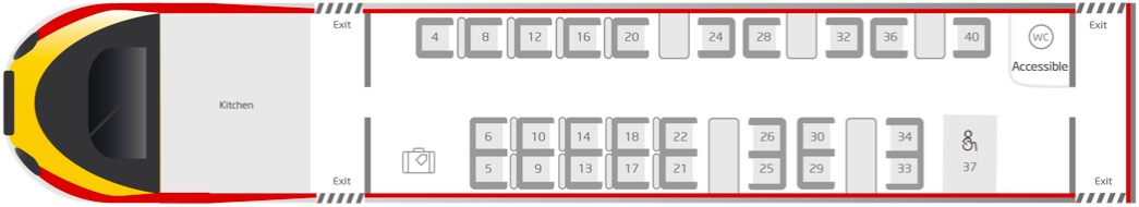 First class coach E or L (26 seats)