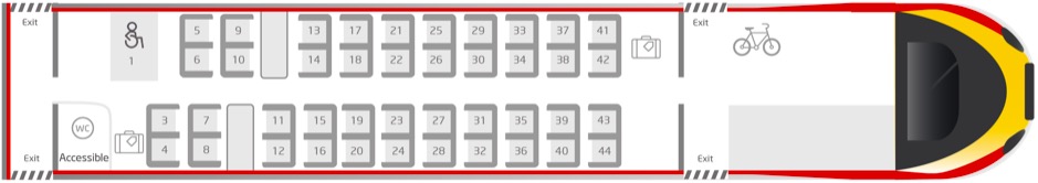Standard class coach A or G (42 seats)